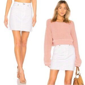 NWT Rag & Bone Moss Denim Mini Skirt 28 White Distressed Raw Hem